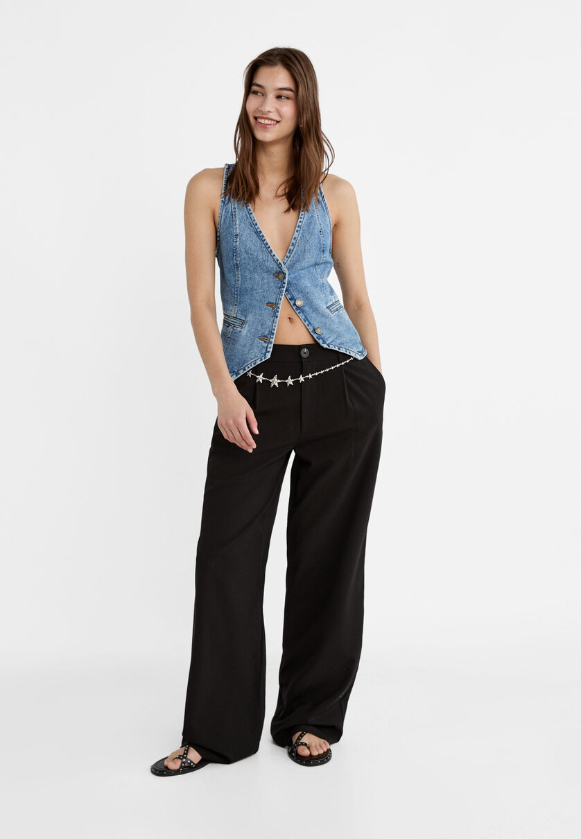 Smart straight-leg trousers - Women's fashion | Stradivarius 