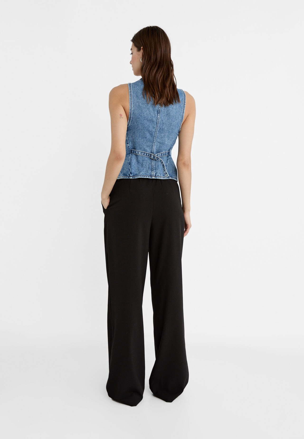 Bukser med brede ben for kvinner Vintage bomulls- og linbukser Uformelle  sommerstrandbukser