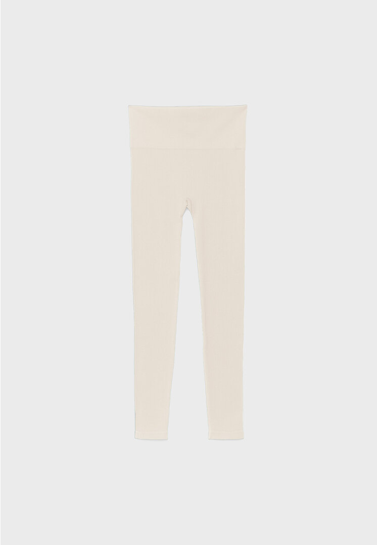 Stradivarius seamless ribbed leggings in beige