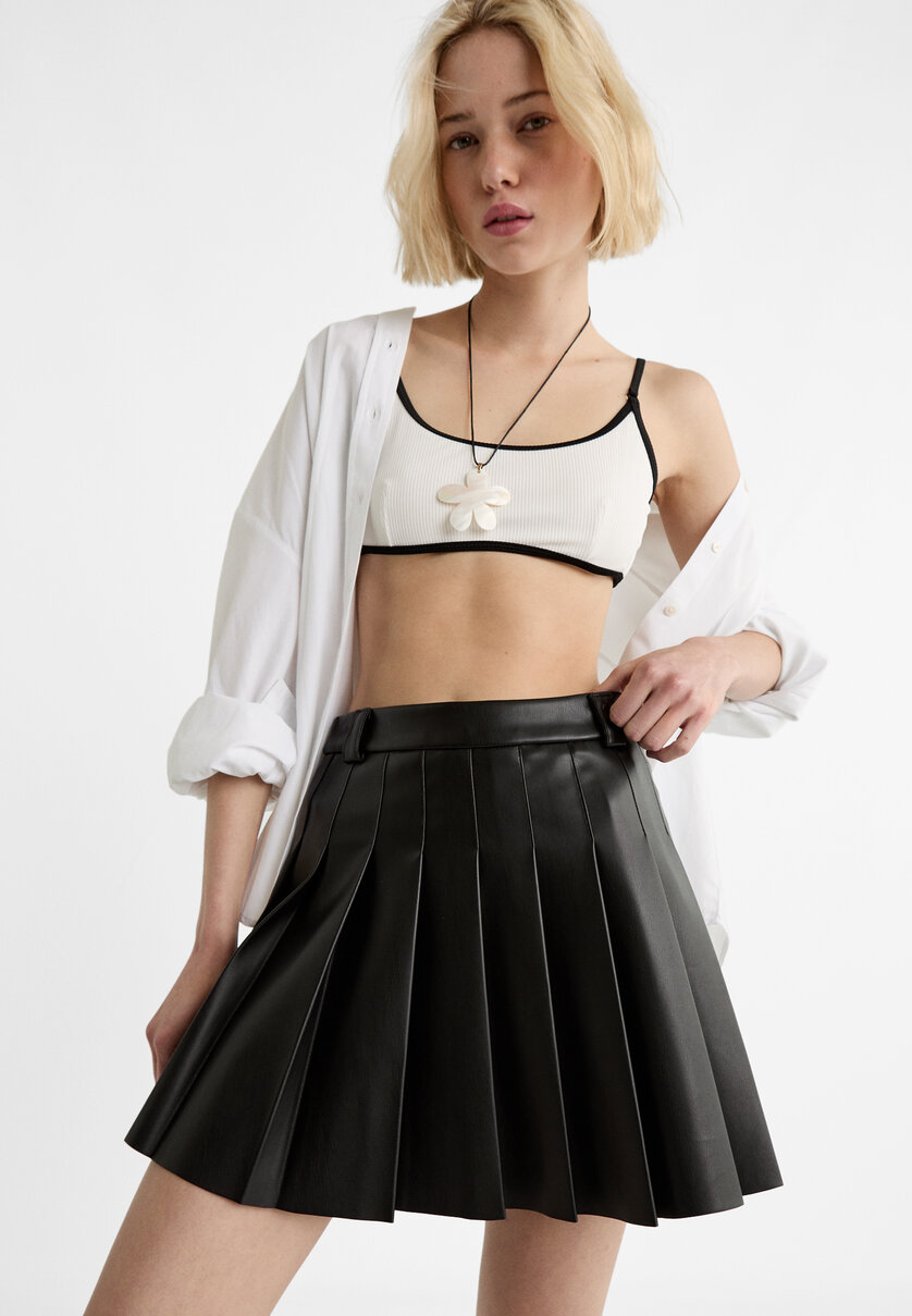 Women's gray outlet pleated skirt