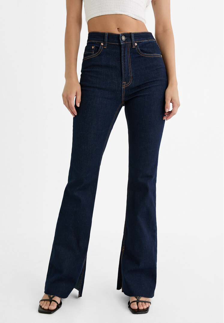 Stradivarius D74 Slit fit flared jeans  Blue denim 12