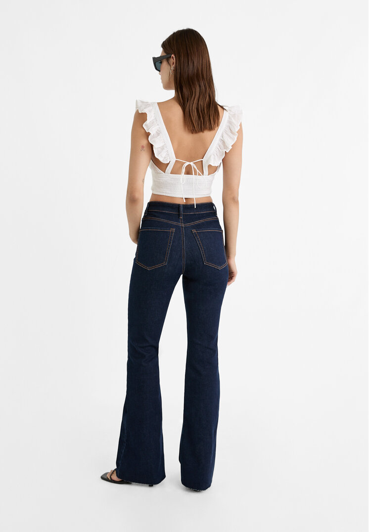 Stradivarius D74 Slit fit flared jeans  Blue denim 12