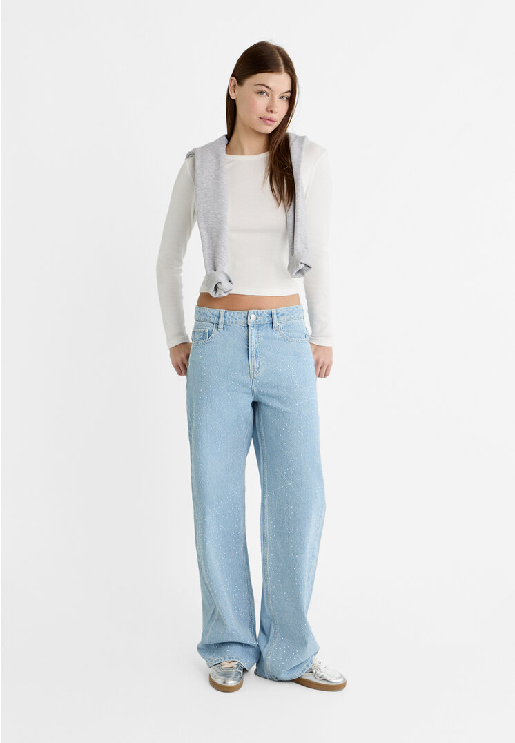 

Stradivarius Jeans Straight-Fit Glitzer Medium light blue Denim 32