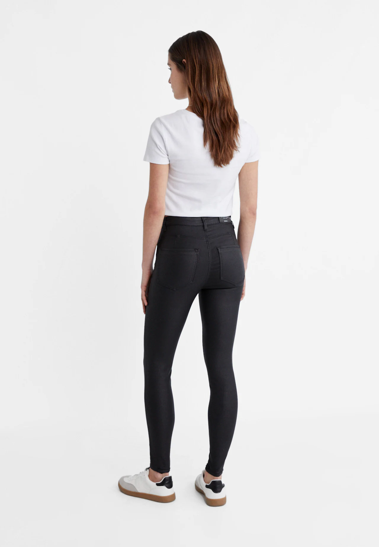 Coated push up trousers