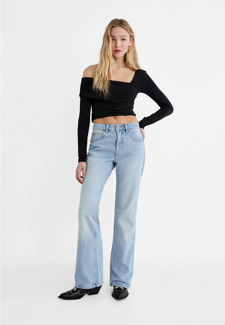 

Stradivarius Jeans-Schlaghose im Vintagelook Jeansblau 34