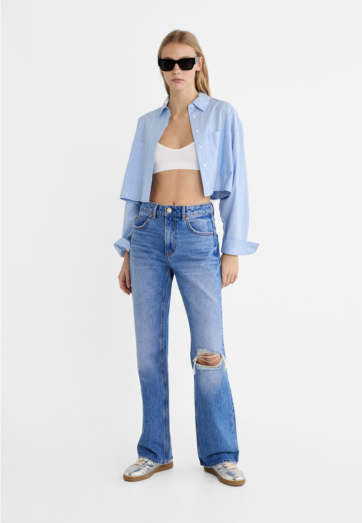 

Stradivarius Jeans-Schlaghose im Vintagelook Kornblumenblau 36