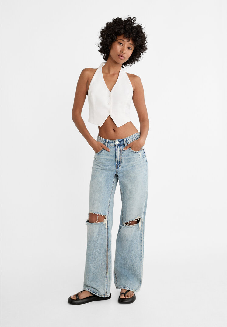 Stradivarius D92 Straight wide  Blue denim 6