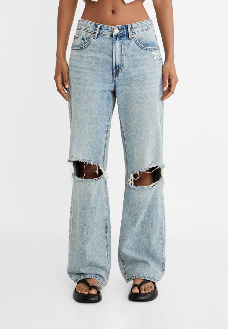 Stradivarius D92 Straight wide  Blue denim 6