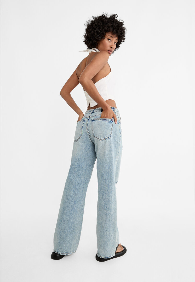 Stradivarius D92 Straight wide  Blue denim 6