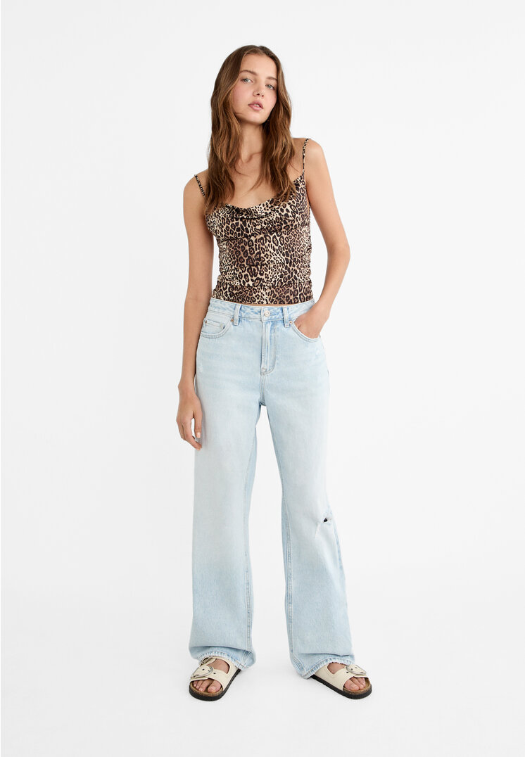 

Stradivarius D92 Straight wide Helles Jeansblau 40