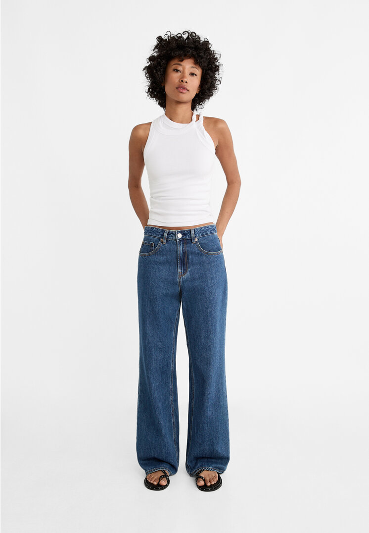 

Stradivarius D92 Straight wide Dunkel-Jeansblau 36
