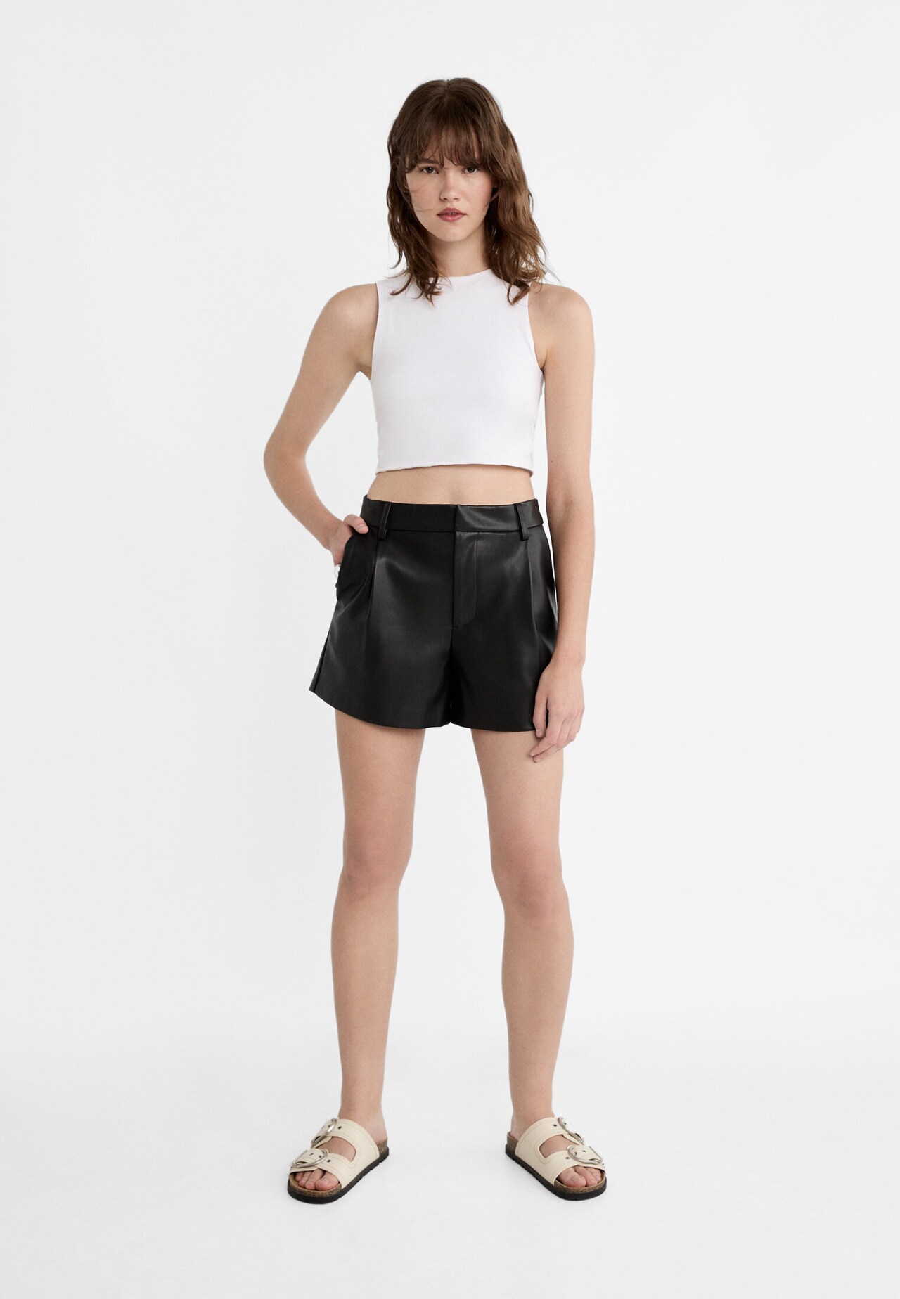 Faux leather shorts - Women's fashion