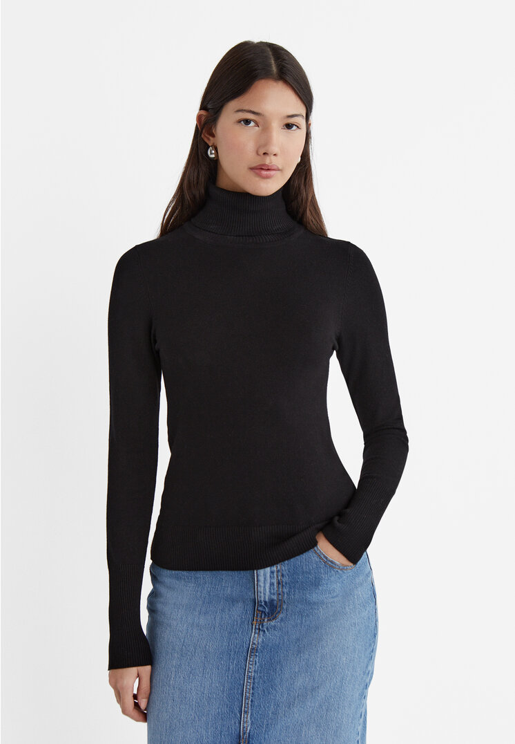 Stradivarius High neck knit jumper  Black M