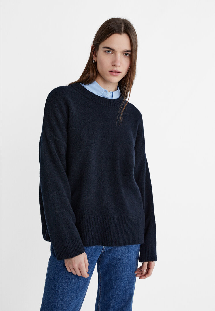 

Stradivarius Sweter z miękkiej dzianiny Soft Touch Morski M