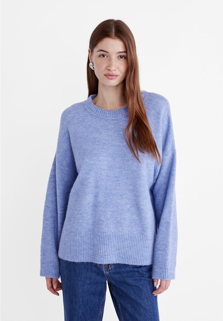 

Stradivarius Sweter z miękkiej dzianiny Soft Touch Błękitny M