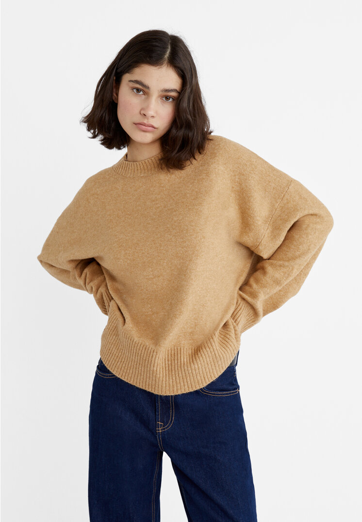 

Stradivarius Strickpullover aus weichem Material Beige XS