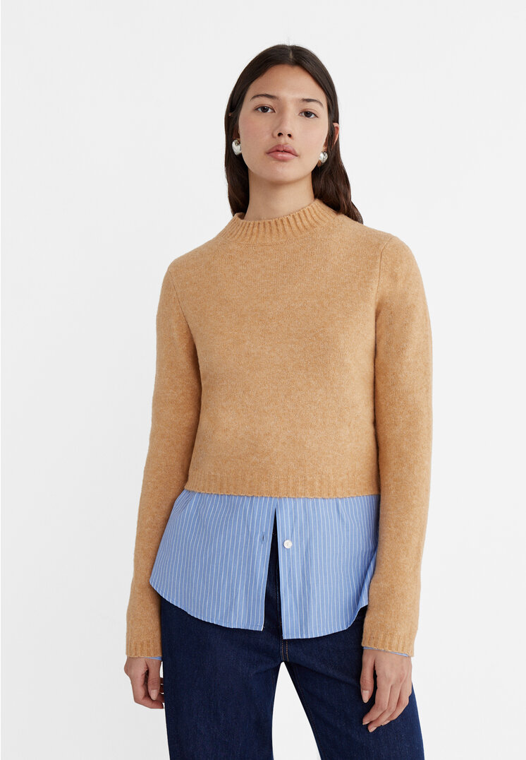 

Stradivarius Krótki sweter z miękkiej dzianiny Soft Touch Beżowy S