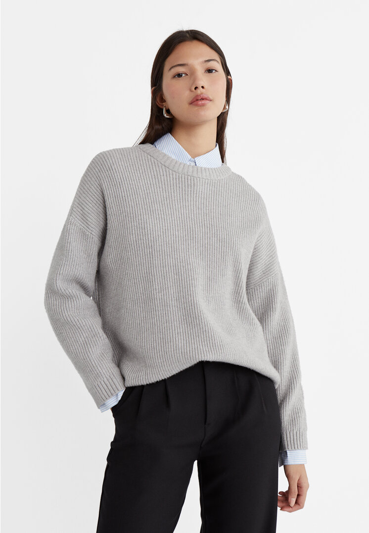 

Stradivarius Strickpullover Mittelgrau XL