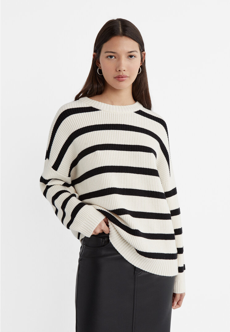 

Stradivarius Strickpullover mit Streifen TRANSPARENT S
