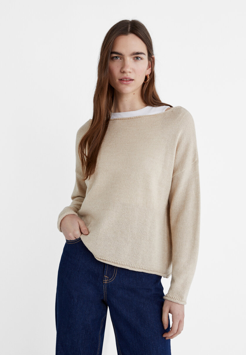 Pull maille col bateau