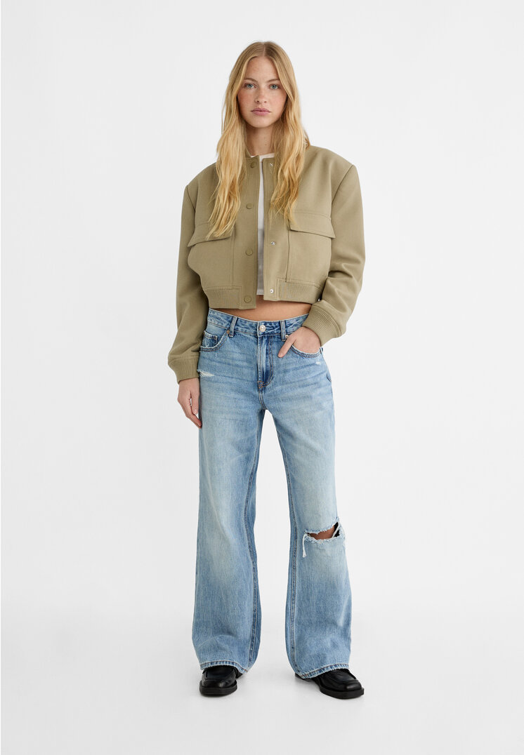 Stradivarius Bomber jacket with maxi pockets  Khaki L