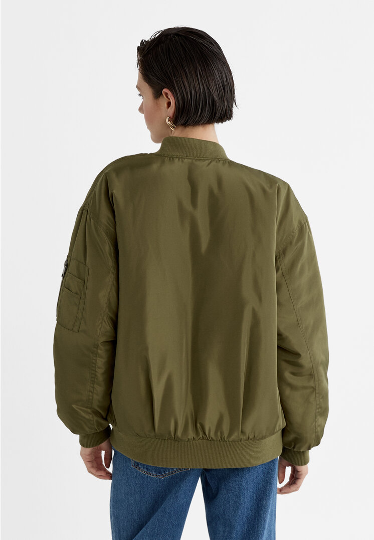 Stradivarius Quilted bomber jacket  Khaki L