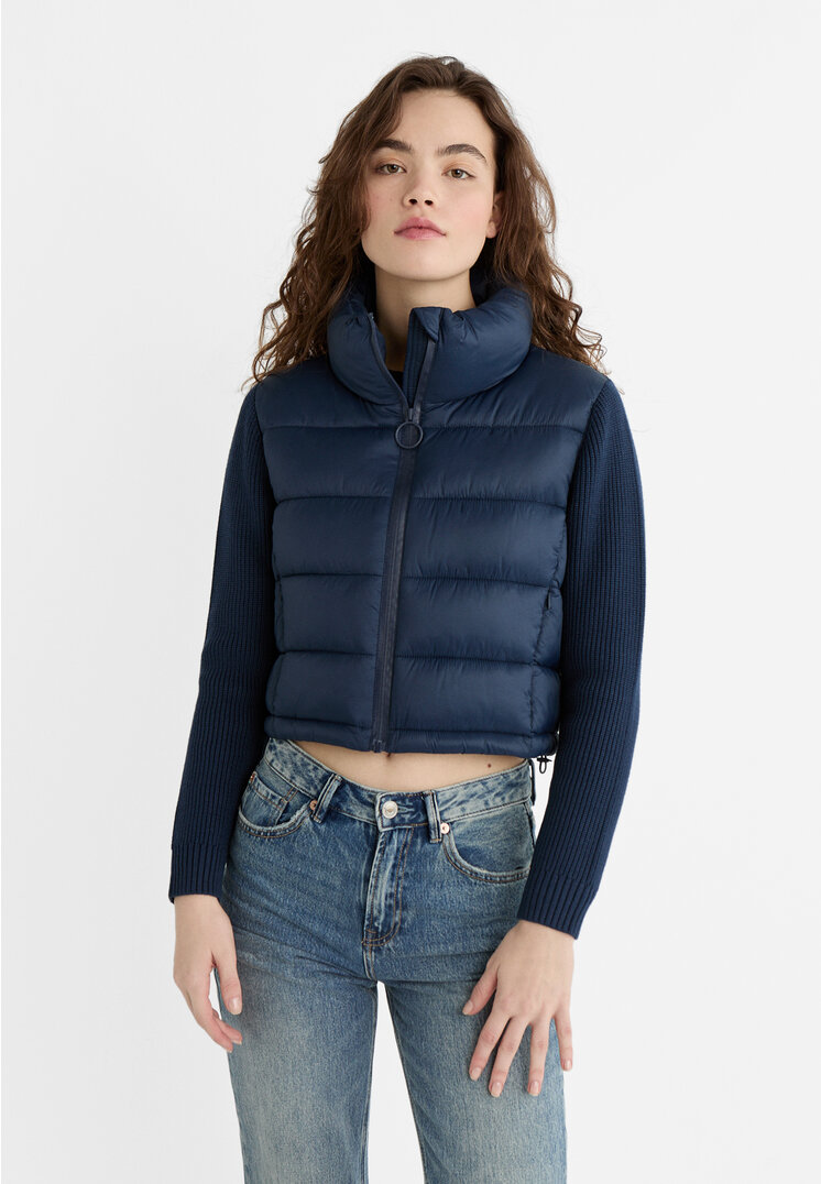 

Stradivarius Kombinierte Strickjacke mit Steppmuster Marineblau XL