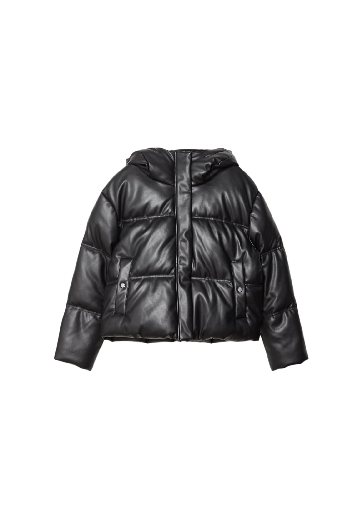 Faux leather puffer jacket