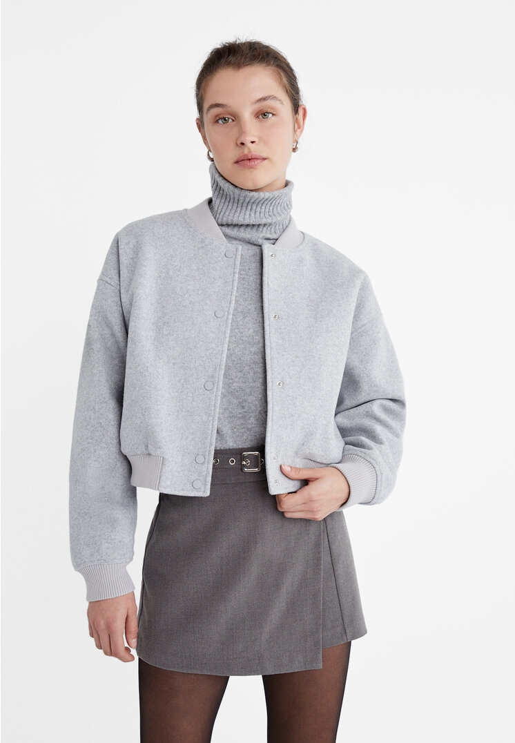 

Stradivarius Weiche Bomberjacke Grau Melange XS