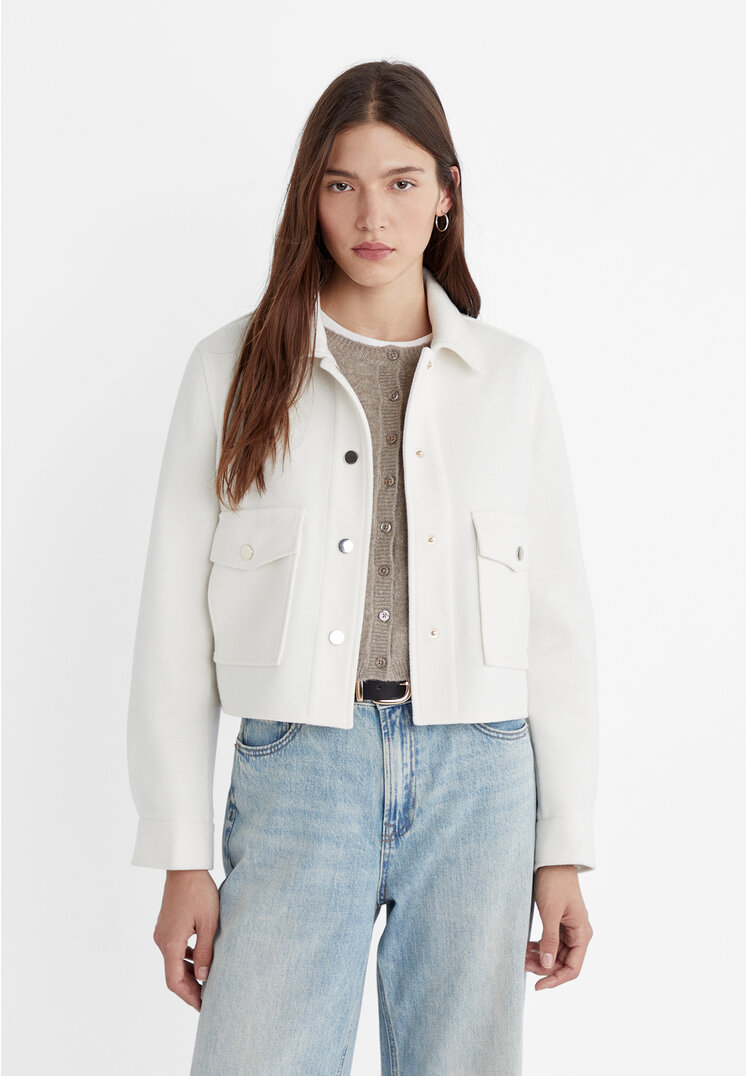 Stradivarius Kurze Soft-Touch-Jacke TRANSPARENT L