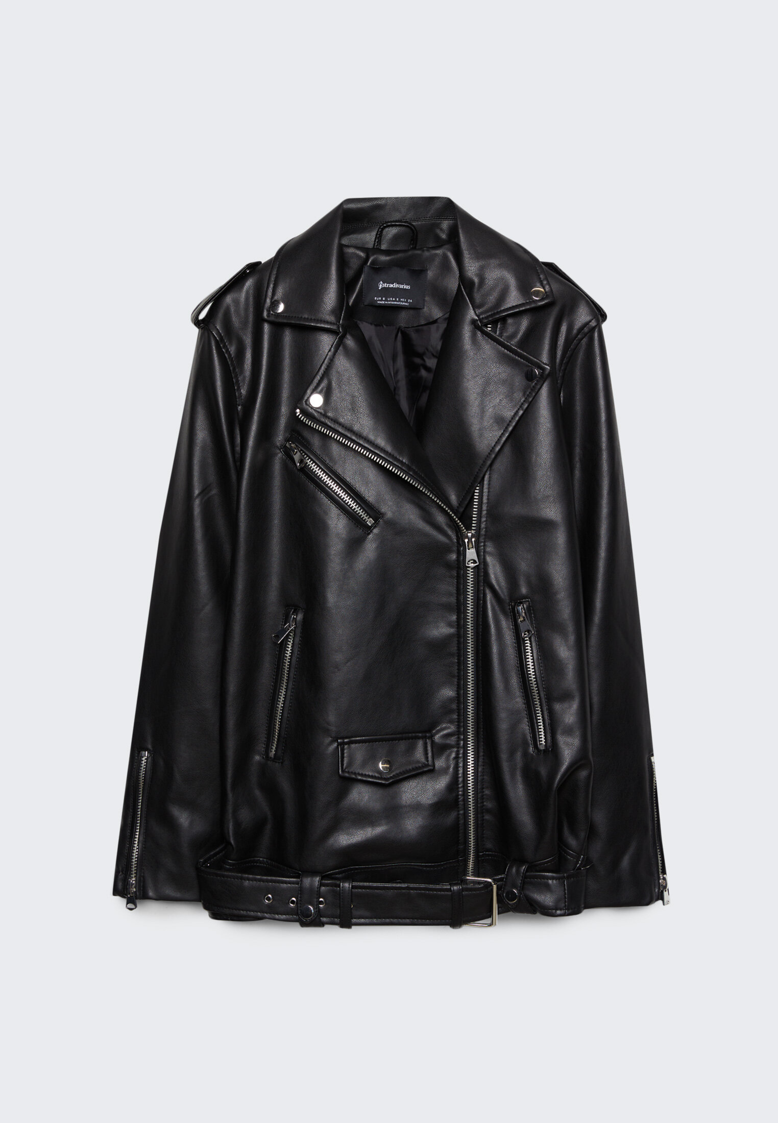 Oversized faux leather biker jacket