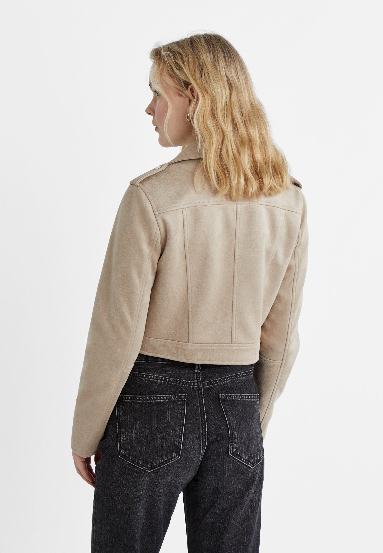 Faux suede biker jacket