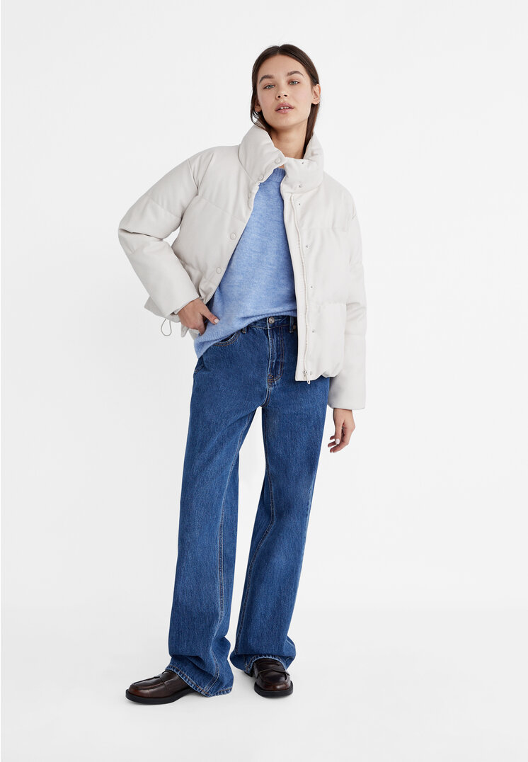 Stradivarius Giubbotto imbottito in finta pelle Vaniglia M Recommend