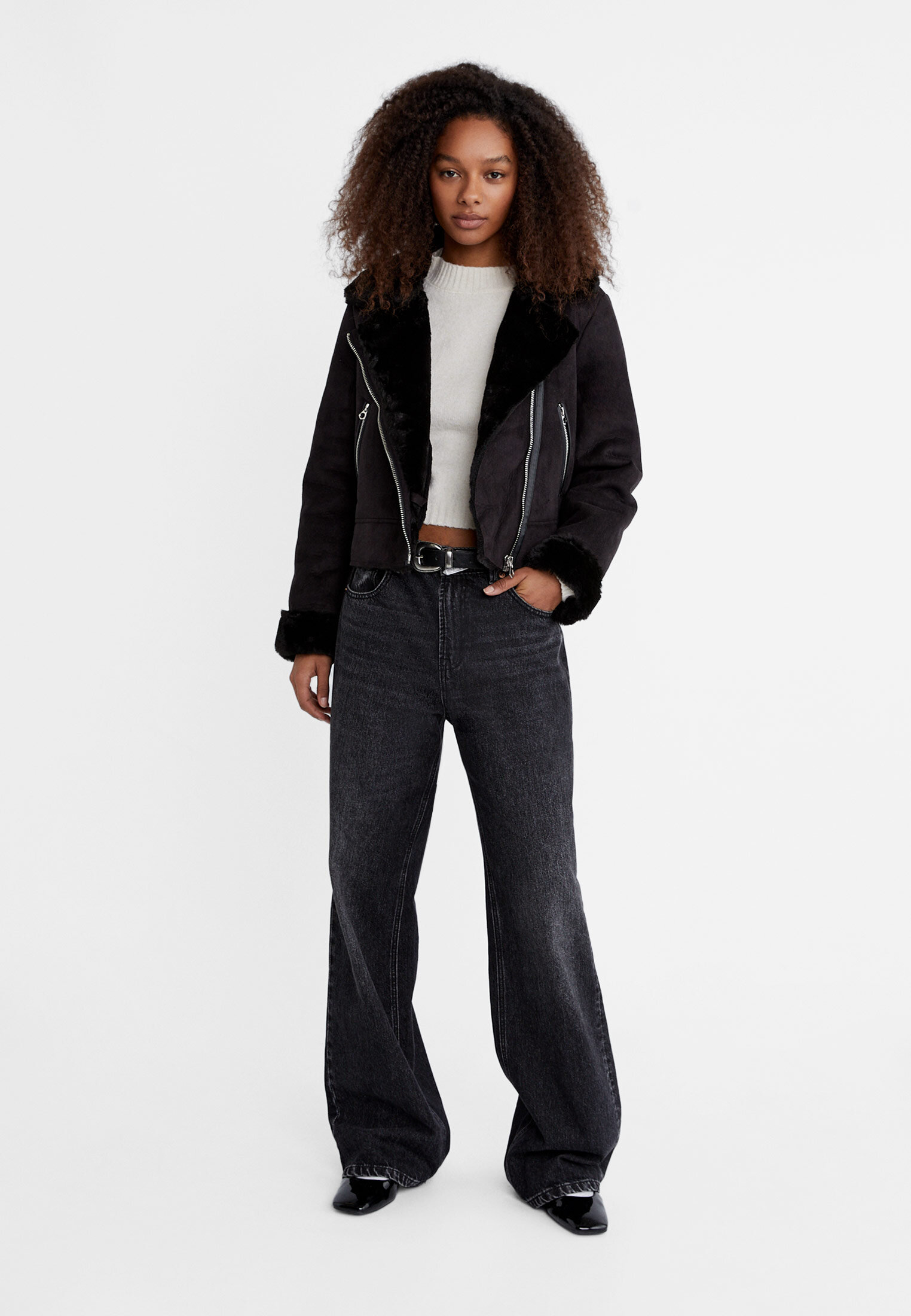 Cropped faux suede clearance jacket