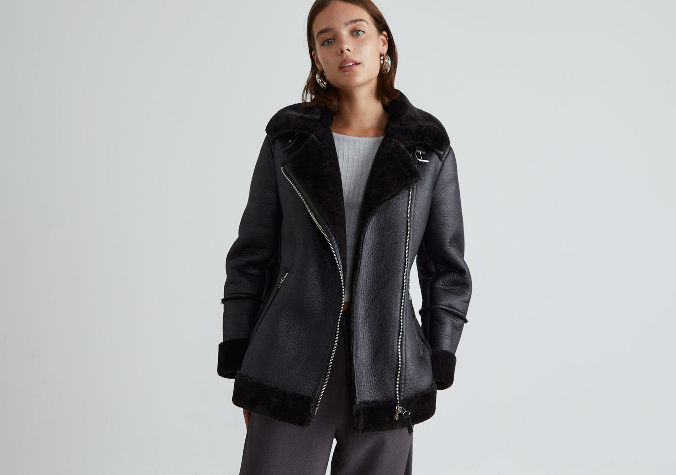 Stradivarius deals shearling jacket