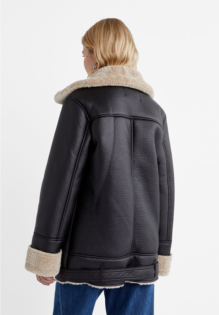 contrast double faced biker jacket