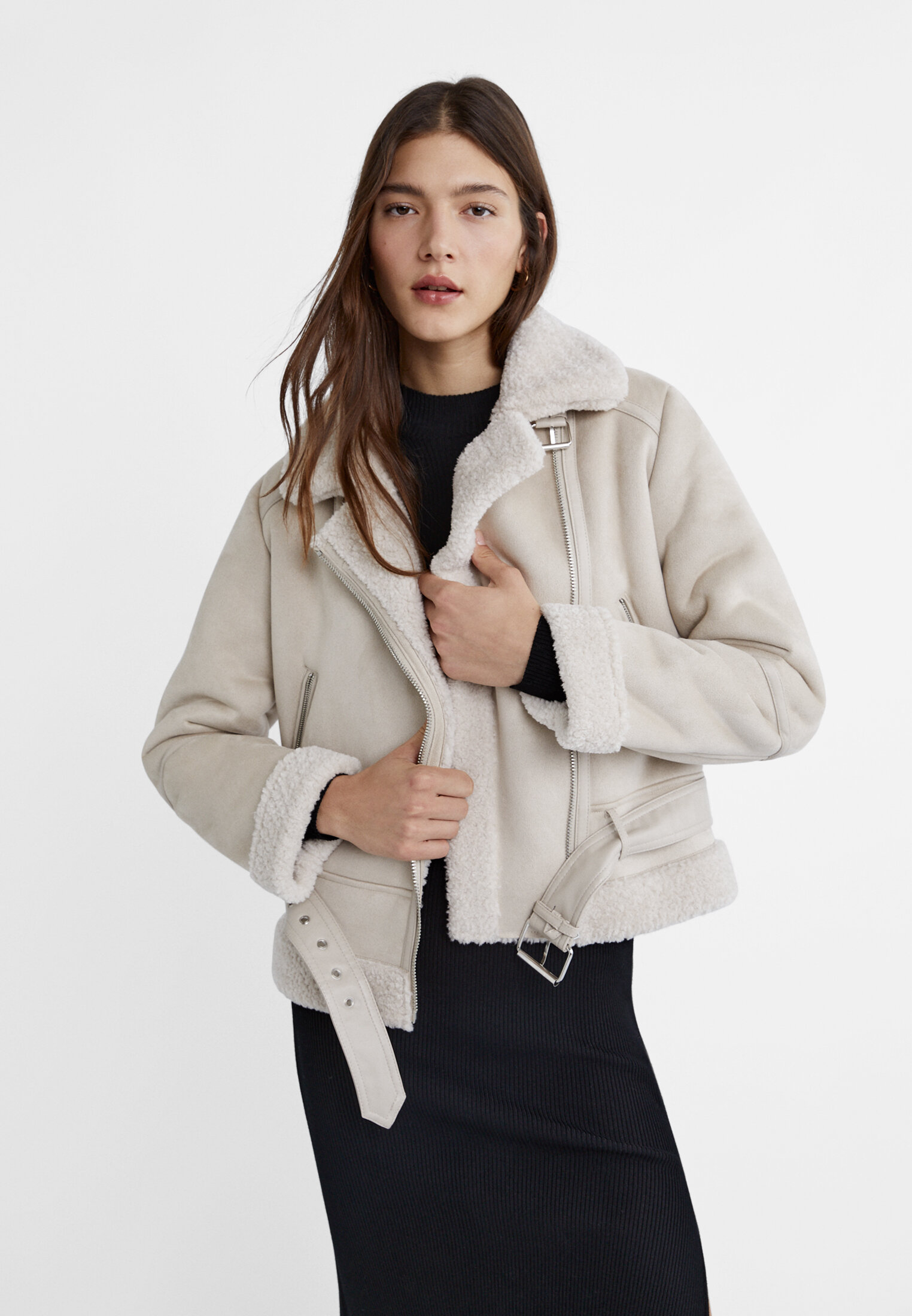 Stradivarius suede sale coat