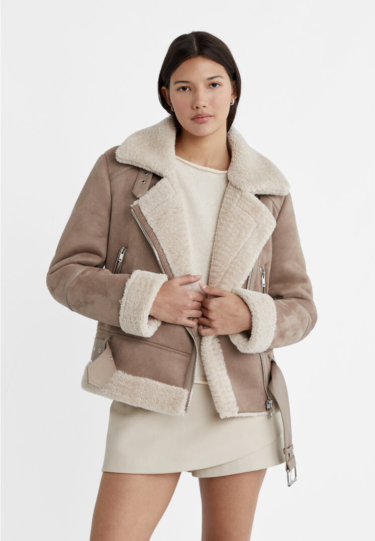 

Stradivarius Doubleface-Bikerjacke aus Wildlederimitat Braun S