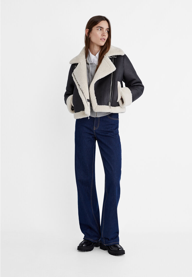 Stradivarius Giubbotto biker double face  Nero M