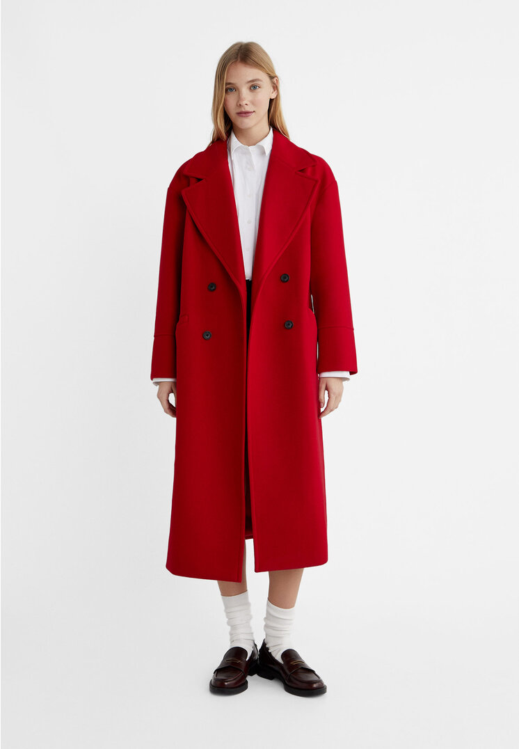 Stradivarius Oversize-Mantel mit weicher Haptik Rot M