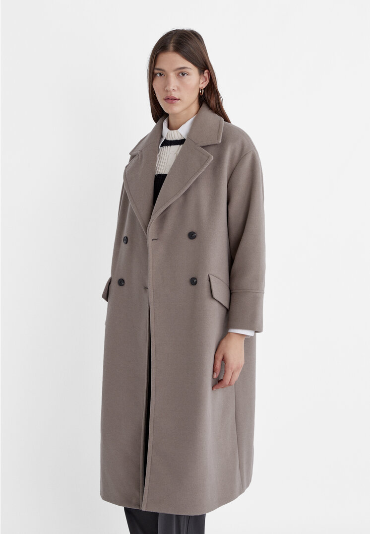 

Stradivarius Przyjemny w dotyku płaszcz oversize Brązowy XS
