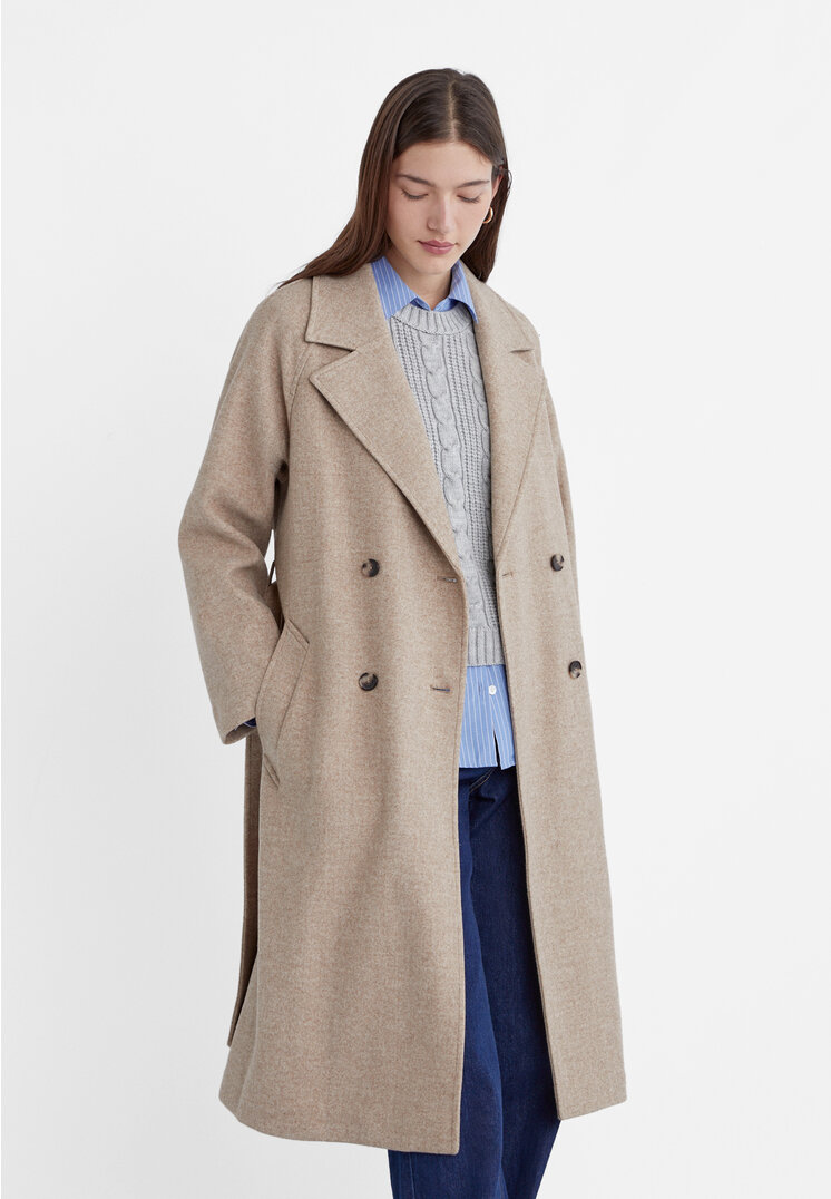 stradivarius soft-touch trench coat  brown xs