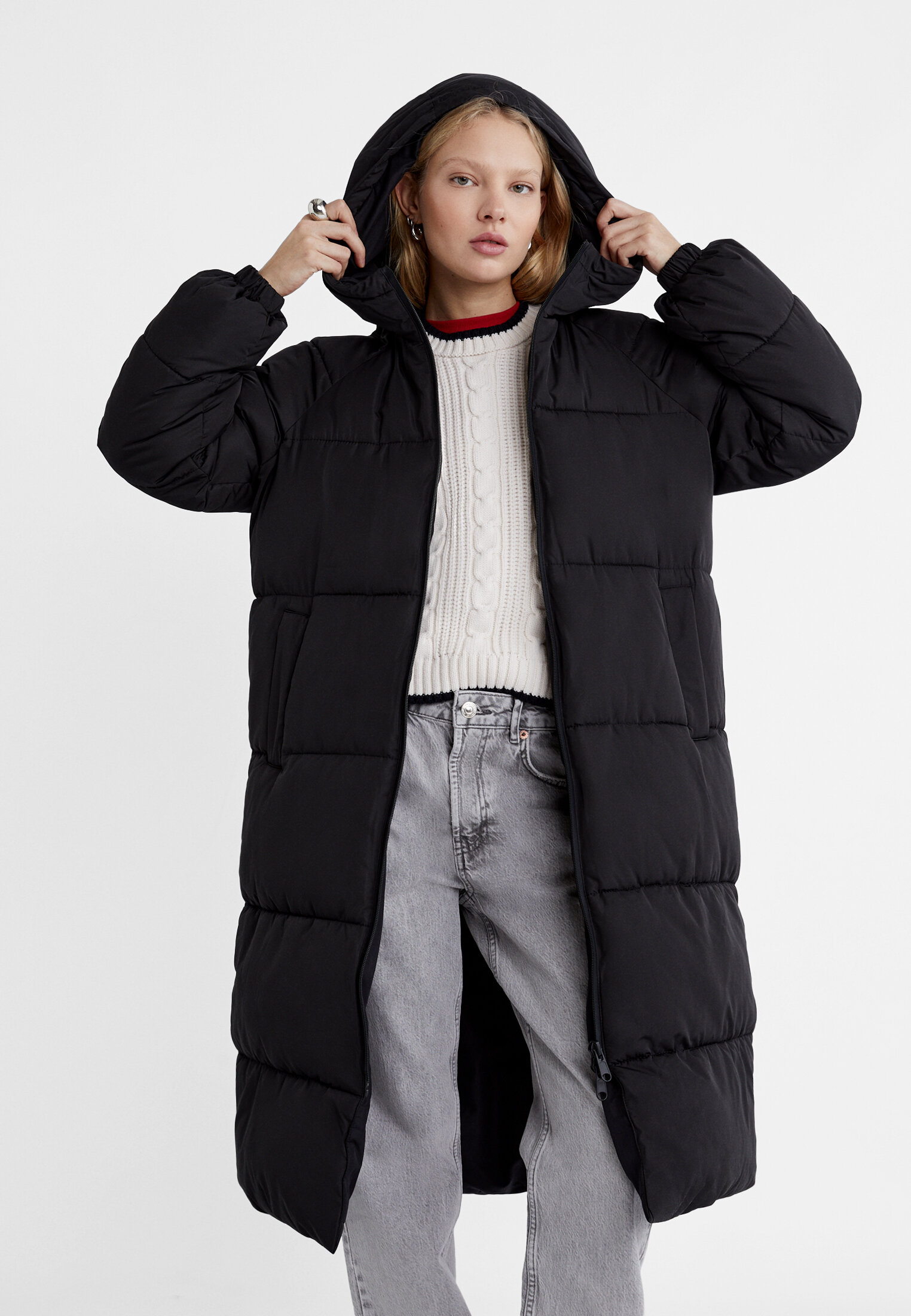 Longline puffer hot sale black