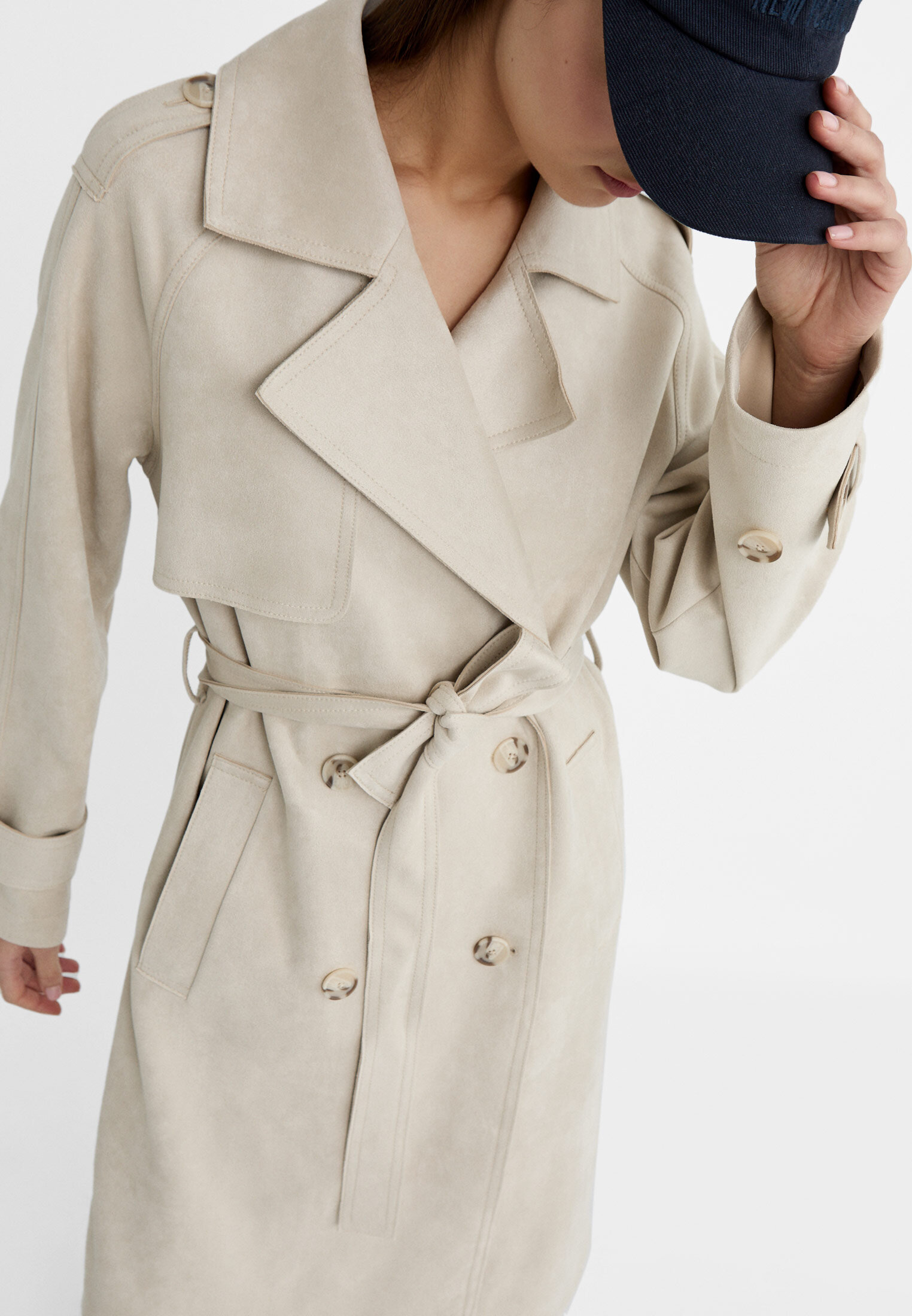 Faux suede trench hot sale coat zara