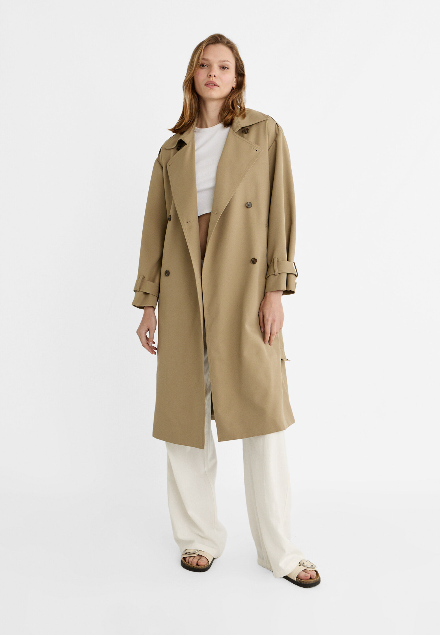 Long flowing lined trench coat Women s fashion Stradivarius