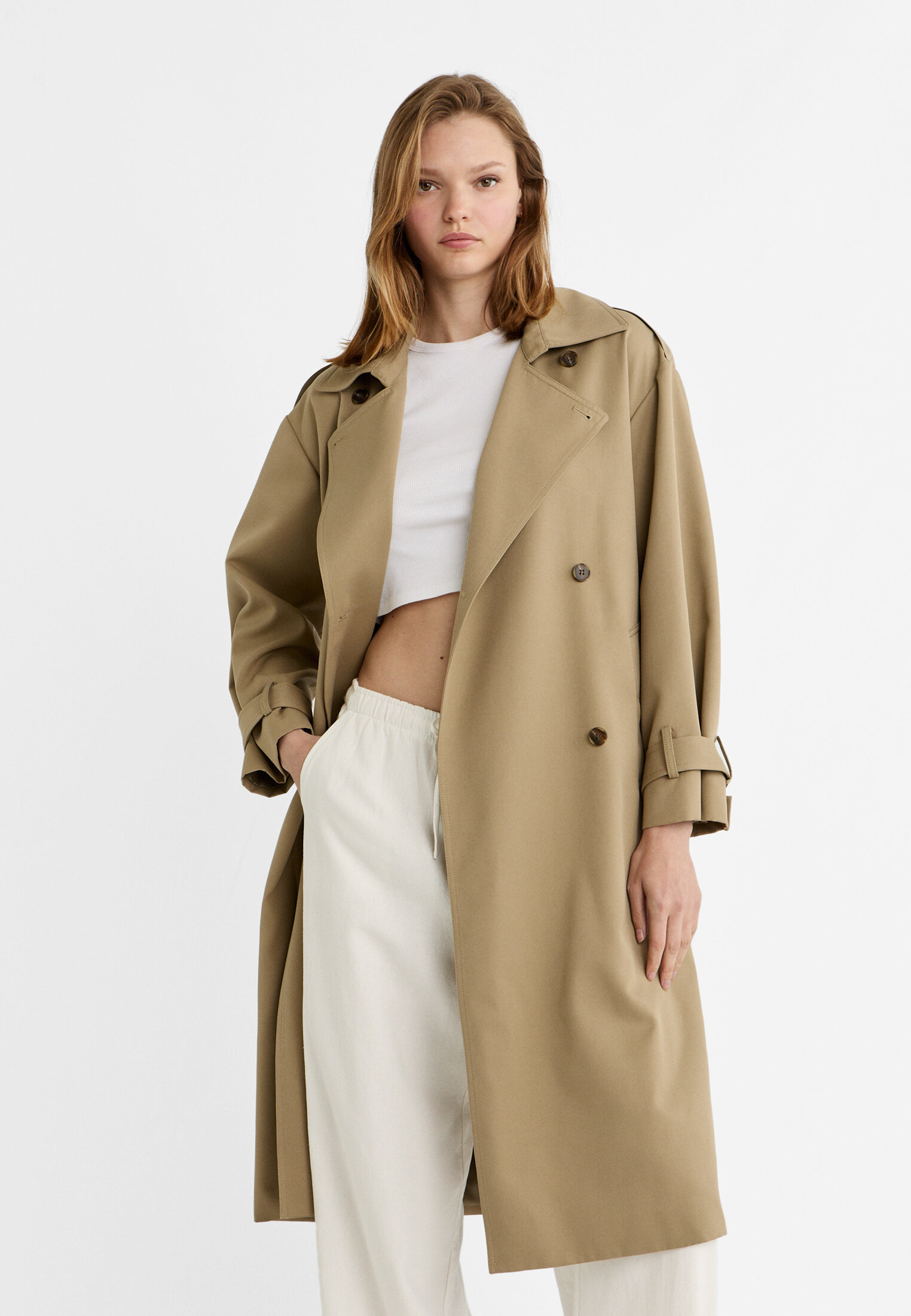 Long flowing lined trench coat - Women's fashion | Stradivarius 