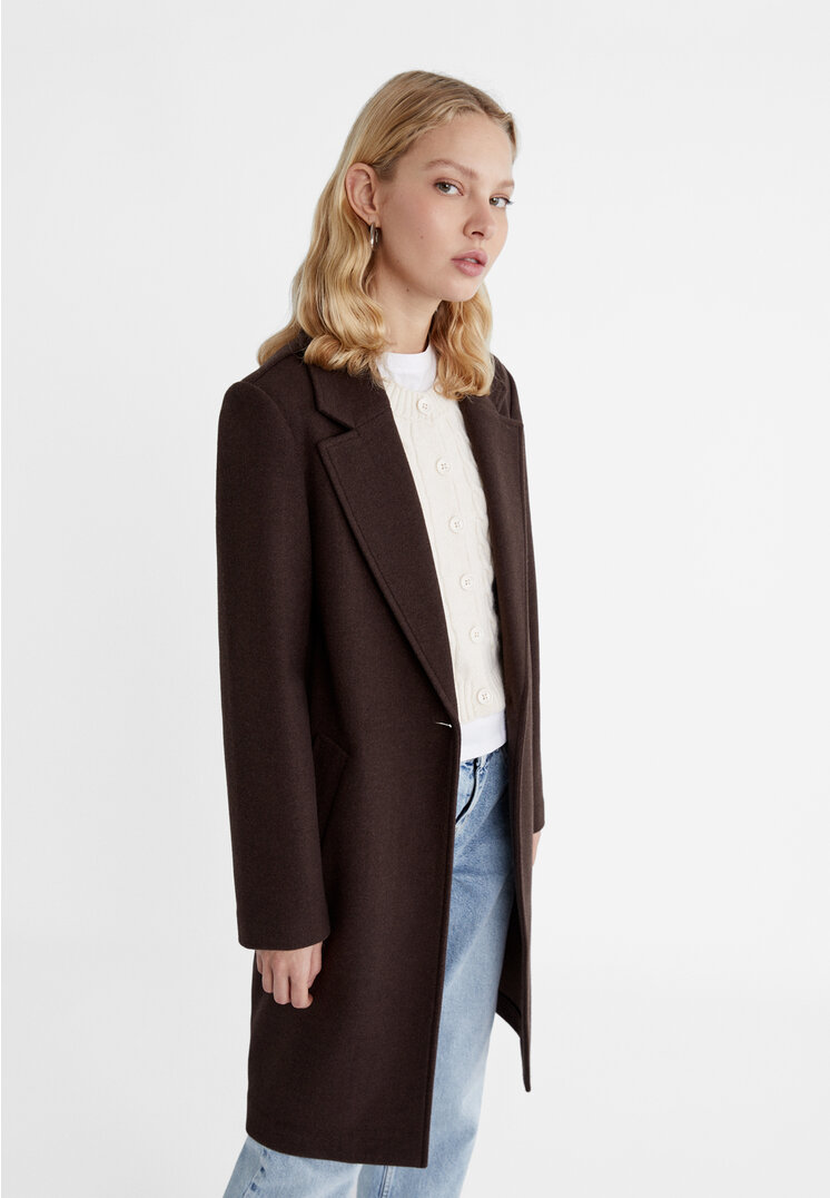 

Stradivarius Strick-Midimantel Braun L