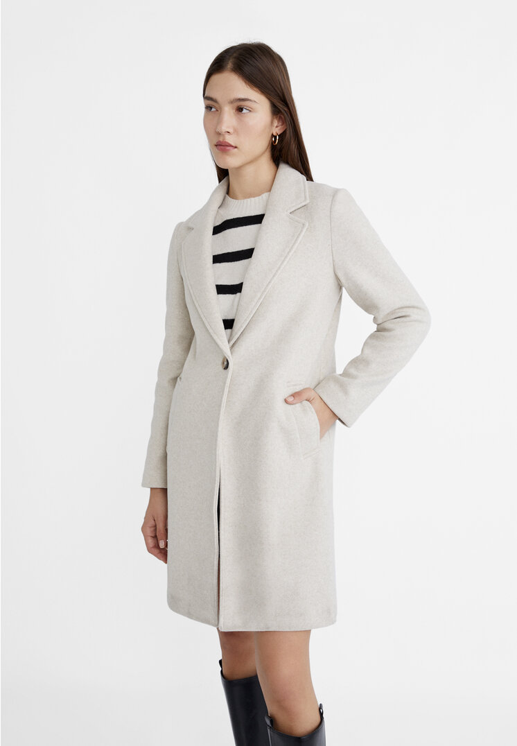 

Stradivarius Weicher Mantel mit einem Knopf Ecru XL