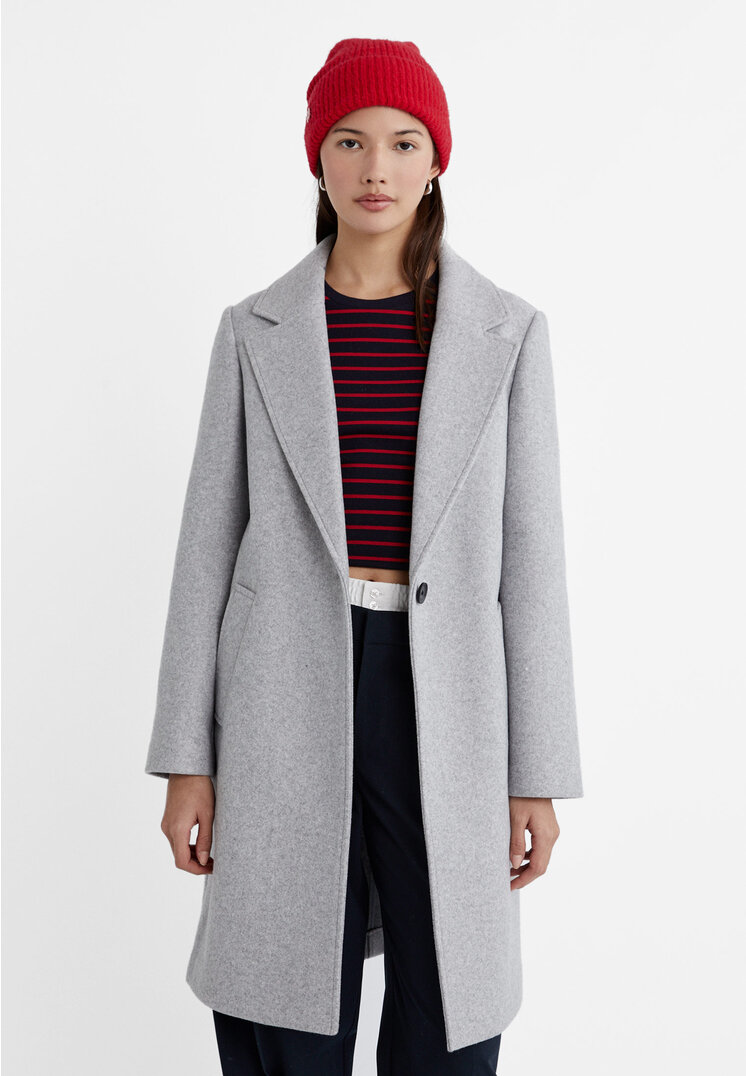 

Stradivarius Weicher Mantel mit einem Knopf Grau Melange XL