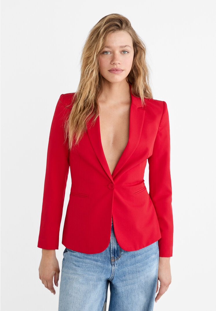

Stradivarius Schlichter Blazer Dunkelrot L